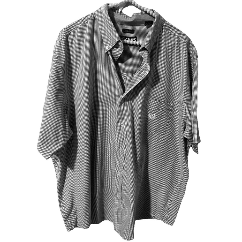 Men's Chaps Navy / White Button Up Collared Sh/ SL Shirt Size XXL C52 L31 S19